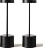 SAKRINGT 2 Pack Rechargeable Table Lamp, LED Cordless Table Lamp,5000mAh Battery Operated Portable Table Light,Dimming for Restaurant/Patio/Outdoor(Black) - Image 2