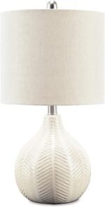 Signature Design by Ashley Rainermen 20" Modern Herringbone Ceramic Table Lamp, Off White - Image 2
