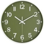 Silent Wall Clock Non-Ticking Battery Operated – Modern Olive Green Analog Wall Clock for Living Room, Kitchen, Office, Bedroom – Stylish Home Wall Decor Clock, 8 Inch - Image 2