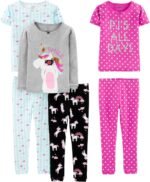 Simple Joys by Carter's girls 6-piece Snug Fit Cotton Pajama Set - Image 2