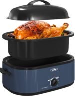 Sunvivi Roaster Oven, Electric Roaster Oven with Self-Basting Lid, 24lb 20-Quart Turkey Roasters with Unique Defrost/Warm Function, Large Roaster with Removable Pan & Rack, Stainless Steel, Blue - Image 2