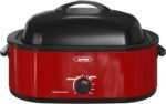 Sunvivi Roaster Oven with Self-Basting Lid,20 Quart Electric Roaster with Removable Pan & Rack,150-450°F Full-Range Temperature Control with Defrost/Warm Function,Stainless Steel,Red - Image 2