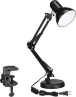 TORCHSTAR Metal Desk Lamp with Clamp, Swing Arm, Architect Adjustable Gooseneck Table Lamp, Clip Desk Lights for Home Office, Work, Study, Reading, E26 Base, Multi-Joint, Black - Image 2