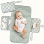 Tiny Twinkle Portable Diaper Changing Pad – Foldable, Waterproof & Compact Travel Changing Mat with Storage | Smart Wipes Pocket for On-The-Go Parents(Sage Checkers) - Image 2