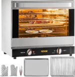 VEVOR Commercial Convection Oven, 66L/60Qt, Half-Size Conventional Oven Countertop, 1800W 4-Tier Toaster w/Front Glass Door, w/Trays Wire Racks Clip Gloves, 120V - Image 2