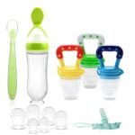 WAJIAYON Food Feeder for Baby, Fruit Feeder Pacifier (3 Pcs) with 6 Different Sized Silicone Pacifiers,Silicone Baby Food Dispensing Spoon 90ML with Babies Spoons,Pacifier Clip Babies Feeding Set - Image 2