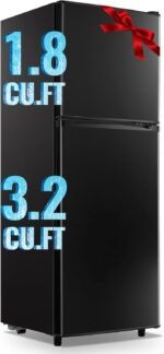 WANAI 5.0 Cu.Ft Fridge with Freezer, Dual Door Refrigerator with 7 Settings Temperature Adjustable, Small Fridge for Dorm Office Apartment and Home, Black - Image 2