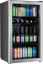 hOmeLabs Beverage Refrigerator and Cooler - 120 Can Mini Fridge with Glass Door for Soda Beer or Wine - Small Drink Dispenser Machine for Office or Bar with Adjustable Removable Shelves - Image 2
