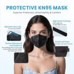 akgk KN95 Face Mask 50 PCS, Breathable Protection Masks, Individually Wrapped, 5-Ply KN95 Black Masks, Cup Dust Safety Masks - Image 6