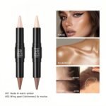 MAEPEOR 2-in-1 Contour Highlighter Stick Non-greasy and Non-drying Contour Pen Long Lasting Waterproof Face Brighten Contouring Makeup Pen (01 Nude & Warm Amber) - Image 8