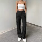 Lepunuo Cargo Pants for Women High Waisted Casual Pants Baggy Stretchy Wide Leg Y2K Streetwear with 6 Pockets - Image 3