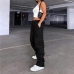 Lepunuo Cargo Pants for Women High Waisted Casual Pants Baggy Stretchy Wide Leg Y2K Streetwear with 6 Pockets - Image 4