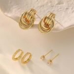 3Pairs Gold Hoop Earrings Set for Women Trendy Chunky Huggie Dainty Earring Jewelry for Women Teens - Image 4