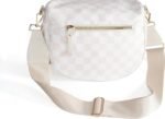 Spacious Checkered Nylon Crossbody Bag Bum Bag Checkered Handbags Wallets for Women - Image 3