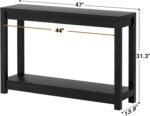 47" Farmhouse Wood Entryway Table Narrow Console Table with Storage Behind Couch Sofa Table with Shelves for Entry Way with Open Storage, Easy Assembly, Embossed Wood Grain Black - Image 4