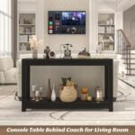 47" Farmhouse Wood Entryway Table Narrow Console Table with Storage Behind Couch Sofa Table with Shelves for Entry Way with Open Storage, Easy Assembly, Embossed Wood Grain Black - Image 8