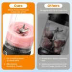 Personal Size Portable Blender for Shakes & Smoothies, 16oz Mini Small Smoothie Blender with On Go Lid & Sip Lid, 26000RPM Rechargeable Cordless Electric Blender for Travel Gym Office - Image 4