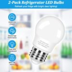 LED Refrigerator Light Bulb 40 Watt Equivalent, 120V Fridge Appliance Light Bulb 4W Daylight White 5000K, Waterproof A15 Fridge Light Bulbs 450LM, E26 Freezer Light Bulbs Non-dimmable, 2Packs - Image 4