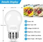 LED Refrigerator Light Bulb 40 Watt Equivalent, 120V Fridge Appliance Light Bulb 4W Daylight White 5000K, Waterproof A15 Fridge Light Bulbs 450LM, E26 Freezer Light Bulbs Non-dimmable, 2Packs - Image 5