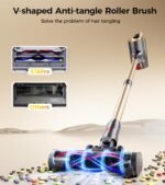 RENDOW Cordless Vacuum Cleaner, 65Mins 550W 45Kpa Stick Vacuum, Self-Standing Vacuum Cleaners for Home with LED Display, Anti-Tangle Rechargeable Vacuum Cordless for Pet Hair/Carpet/Hard Floor - Image 7