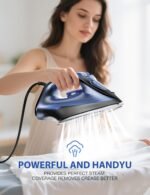 Steamer Travel Steamer, Steam Iron for Clothes, 2-in-1 Travel Iron,15s Quick Heating with LED Display, Blue-9884572 - Image 4