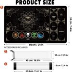 MTG Playmat with Play Zones – Magic Play mat Card Game Mat for Magic The Gathering, Lotus & Basic Lands Design, 24x14 inch, Stitched Edge, Non-Slip Base with Prismatic Playmat Tube-Colorful Lands - Image 3