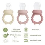 PandaEar 3 Pack Baby Fruit Food Feeder Pacifier with 3 Different Size Silicone Pouch, Silicone Teethers for Babies 3-6-12 Months, BPA Free Mesh Feeder, Baby Solid Food Essentials - Image 3