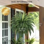 35" Ferns Artificial Bush Plants Large, 2 Artificial Boston Ferns with 39 Fronds for Outdoors Home Decor - Image 3