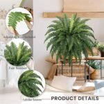 35" Ferns Artificial Bush Plants Large, 2 Artificial Boston Ferns with 39 Fronds for Outdoors Home Decor - Image 4
