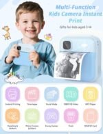 Kids Camera Instant Print, 1080P HD Digital Video Kids Instant Camera for Girl Boys, Toddler Toys for Children Age 3-12 with 3 Rolls Print Paper & 32G Card (Blue) - Image 3