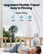 Gaiatop Mini Portable Stroller Fan, Battery Operated Small Clip on, Detachable 3 Speed Rechargeable, 360° Rotate Flexible Tripod Better Cooling for Car Seat Crib Treadmill Travel Black - Image 4