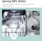 COMFEE' Portable Dishwasher Countertop with 5L Built-in Water Tank, No Hookup Needed, 6 Programs, 360° Dual Spray, 192℉ High-Temp& Air-Dry Function, Mini Dishwasher for RVs, White - Image 9