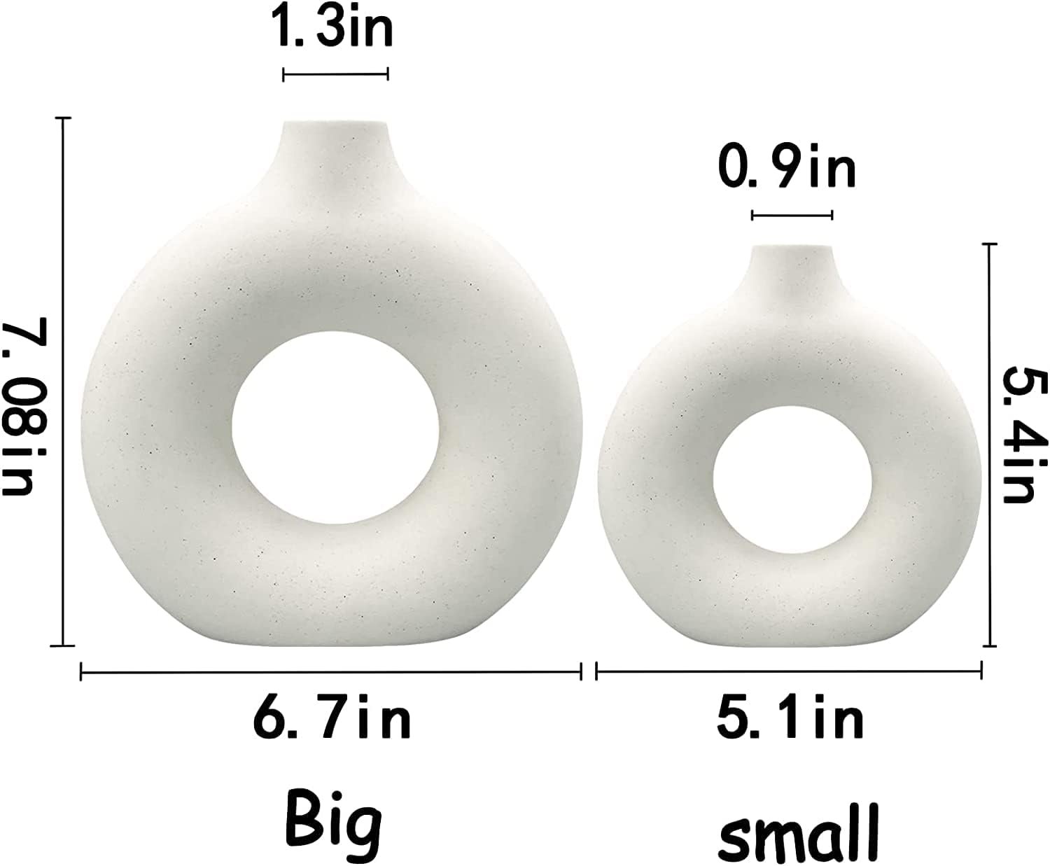 White Ceramic Vases- 2 for Modern Home Decor, Round Matte Boho Vase for Decor, Ceramic Minimalist Nordic Style for Wedding Dinner Table Living Room Office - Image 5