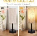 Small Table Lamp, Bedside Table Lamp for Bedroom, Lamp for Nightstand with Linen Fabric Shade, Minimalist Modern Desk Lamp for Living Room Office Dorm Kids Room - Image 3