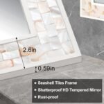 Tanmicoshomy 20x 28 Inch Rectangle Wall Mirror, Natural Shell Framed Rectangular Mirror for Bathroom, Vanity, Bedroom, Living Room, Entryway, Wall Mounted Horizontal or Vertical, White - Image 5
