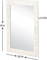 Tanmicoshomy 20x 28 Inch Rectangle Wall Mirror, Natural Shell Framed Rectangular Mirror for Bathroom, Vanity, Bedroom, Living Room, Entryway, Wall Mounted Horizontal or Vertical, White - Image 6