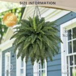 42" Artificial Boston Fern Large Bush Plants, 2 Bundles of Fake Ferns with 65 Fronds for Outdoors Home Decor - Image 3