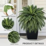 42" Artificial Boston Fern Large Bush Plants, 2 Bundles of Fake Ferns with 65 Fronds for Outdoors Home Decor - Image 4