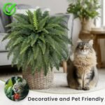 42" Artificial Boston Fern Large Bush Plants, 2 Bundles of Fake Ferns with 65 Fronds for Outdoors Home Decor - Image 5