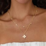 Fettero Gold Clover Necklace for Women Dainty 14K Gold Plated CZ Pendant Necklace Adjustable Chain Choker Charm Colorful Clover Pendant Lucky Necklaces for Women Jewelry - Image 3