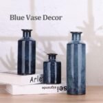 Blue Ceramic Vase Set - 3 Blue Small Vases, Farmhouse Country Flower Vase Home Decor, Living Room Decoration, Table Decoration, Fireplace Decor, and Entrance Decorations Centerpieces - Image 5