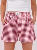 ANRABESS Boxer Shorts for Women Gingham Pajama 2025 Summer Casual Lounge Sleep Plaid Shorts Y2K Beach Bottoms - Image 3