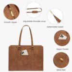 LOVEVOOK Laptop Bag for Women Vintage Leather Work Tote 15.6 inch Large Capacity Computer bag with Clutch Purse for Office, Travel, Casual - Image 5