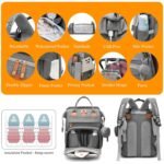 Baby Diaper Bags with Changing Station, Waterproof Diaper Bag Backpack for Moms Dads with USB Charging Port, Baby Shower Gifts, Large Capacity diaper backpack, Grey - Image 6