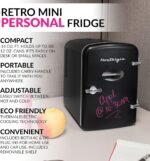 Nostalgia Retro Mini Fridge and Heater 6-Can Capacity, 12-Volt Power Adapter, Carry Handle and Display Window-Perfect for Home, Office, Car, or Dorm Room-Black - Image 3