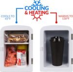 Nostalgia Retro Mini Fridge and Heater 6-Can Capacity, 12-Volt Power Adapter, Carry Handle and Display Window-Perfect for Home, Office, Car, or Dorm Room-Black - Image 4