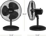 HOLMES 12" Table Fan, 75° Oscillation, 3 Speeds, 15° Adjustable Head Tilt, Ideal for Home, Bedroom or Office, Black - Image 6