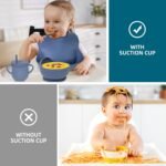 100% Silicone Baby Feeding Set, BPA Free Baby Dishes with Suction Bowl, Divided Plate, Toddler Self Feeding Dish Set with Spoons, Forks, Sippy Cup and Bib, Baby Eating Utensils (Navy Blue) - Image 5