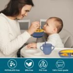 100% Silicone Baby Feeding Set, BPA Free Baby Dishes with Suction Bowl, Divided Plate, Toddler Self Feeding Dish Set with Spoons, Forks, Sippy Cup and Bib, Baby Eating Utensils (Navy Blue) - Image 6