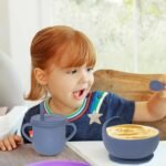 100% Silicone Baby Feeding Set, BPA Free Baby Dishes with Suction Bowl, Divided Plate, Toddler Self Feeding Dish Set with Spoons, Forks, Sippy Cup and Bib, Baby Eating Utensils (Navy Blue) - Image 8